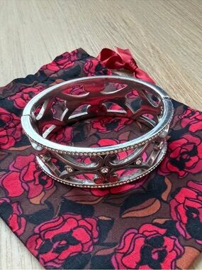 Brighton Serenity Hinge Bangle Silver Plated Crystal Bracelet